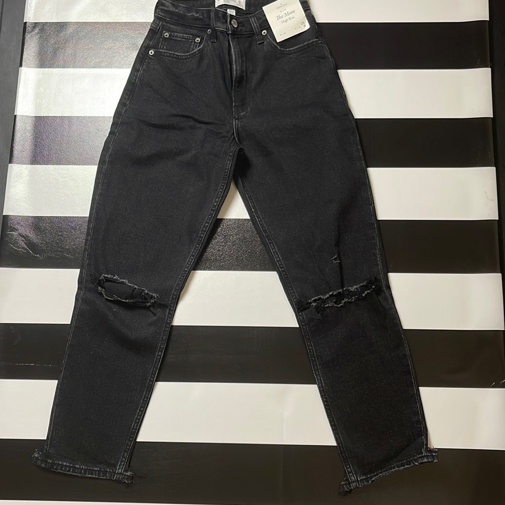 WOMEN’S ABERCROMBIE AND FITCH CURVE LOVE THE MOM HIGH RISE BLACK SIZE 25